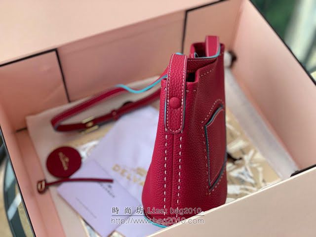 DELVAUX女包 Delvaux Pin春夏系列 德爾沃女手提包 D00315覆盆子紅色 Delvaux女單肩包  fcs1322